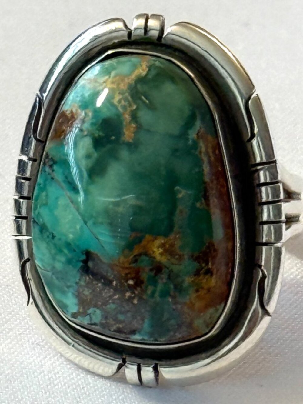 VINTAGE NAVAJO D. SKEETS SIGNED ROYSTON TURQUOISE STERLING SILVER RING SIZE 6.25